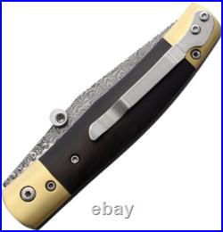 Betyar Maskara Linerlock Brown Wood Folding Damascus Pocket Knife MKWDDM