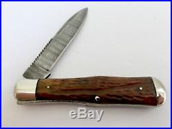Bill Simons Custom Handmade Damascus Folding Knife