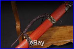 Blood Red Blade Folded Damascus Steel Chinese Saber Sword Battle Ready Knife