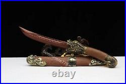 Blood Red Damascus Folded Steel Chinese Saber Dragon Knife Sharp