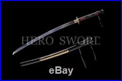 Blue Damascus Folded Steel Japaese Katana Samurai Sword Handmade Combat Knife
