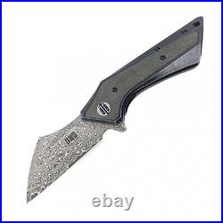 Bnb Knives BNB3340D Damascus Shark Fin VG10 Damascus Liner Lock Folding Knife