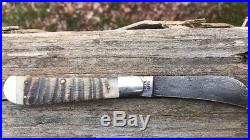 Bob Neal Folding Slip Joint knife, damascus blade & Sheep Horn Handle
