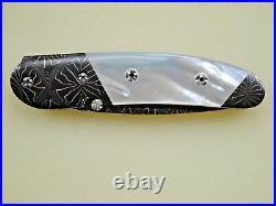 Bobby Toole Custom Knife. Amazing Damascus & Mother of Pearl. Liner lock. Folder