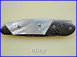 Bobby Toole Custom Knife. Amazing Damascus & Mother of Pearl. Liner lock. Folder