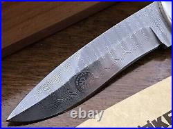 Boker 1992 Damascus Damast Folding Knife Stag Handle Solingen Germany