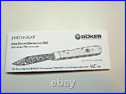 Boker Annual Damascus 2020 New in Sealed Original Box Damascus & Curly Birch