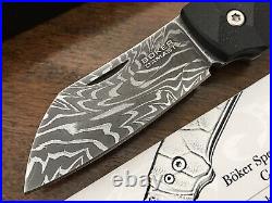 Boker Cox Damascus Folding Knife G10 Ti Handles Anso Designed Solingen Germany