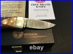 Boker Custom Limited Executive Stag Damascus Lockback Folding Folder Knife