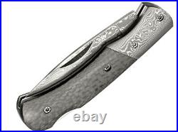 Boker DC Lockback Folding Knife 2.38 Damascus Steel Blade Carbon Fiber Handle