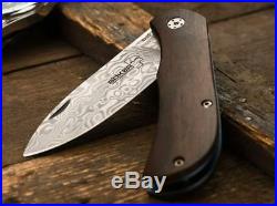 Boker Exskelibur II 2 Folding Knife 2 ¾ Damascus Steel Blade Cocobolo Handle