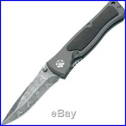 Boker Leopard II Folding Knife 3.75 Damascus Steel Blade Aluminum/Wood Handle