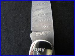 Boker Limited Edition Ebony, Damascus Fellow Lockback Mint in Wood box