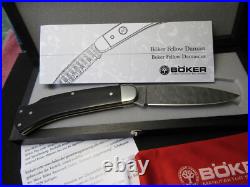 Boker Limited Edition Ebony, Damascus Fellow Lockback Mint in Wood box