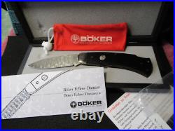 Boker Limited Edition Ebony, Damascus Fellow Lockback Mint in Wood box