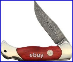 Boker Lockback Folding Knife Damascus Steel Blade Nickel Silver/Bone Handle