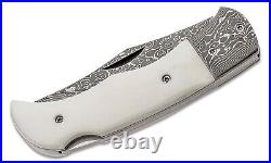 Boker Magnum Damascus Blade Folding Knife, Bone Handles 01MB180DAM