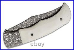 Boker Magnum Damascus Blade Folding Knife, Bone Handles 01MB180DAM