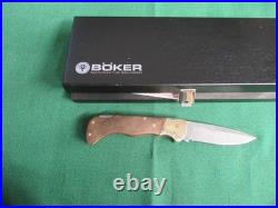 Boker Mokume Damascus Wood Handle Lockback Folding Knife