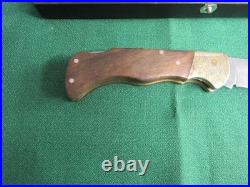 Boker Mokume Damascus Wood Handle Lockback Folding Knife