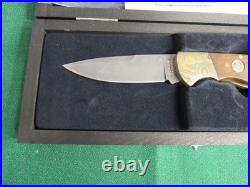 Boker Mokume Damascus Wood Handle Lockback Folding Knife
