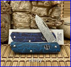 Boker Plus Blue/Black G-10 Tech Tool 110 Layer Damascus Slipjoint Pocket Knife