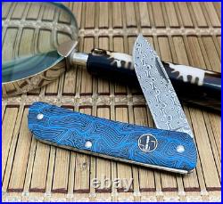 Boker Plus Blue/Black G-10 Tech Tool 110 Layer Damascus Slipjoint Pocket Knife