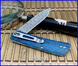 Boker Plus Blue/Black G-10 Tech Tool 110 Layer Damascus Slipjoint Pocket Knife