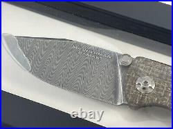 Boker Sherman M4 Pocket Knife Chad Nicholes Damascus Burlap Micarta Scale #723