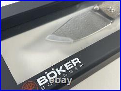 Boker Sherman M4 Pocket Knife Chad Nicholes Damascus Burlap Micarta Scale #723