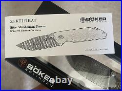 Boker Sherman M4 Pocket Knife Chad Nicholes Damascus Burlap Micarta Scale #723