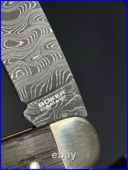 Boker Solingen Damast Knife Damascus Steel Folding Pocket Knife with Wood Grip