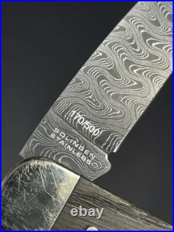Boker Solingen Damast Knife Damascus Steel Folding Pocket Knife with Wood Grip
