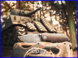 Boker Solingen M4 Sherman Damast 3.03 Damascus Blade, Micarta Pocket Knife