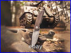 Boker Solingen M4 Sherman Damast 3.03 Damascus Blade, Micarta Pocket Knife