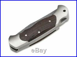 Boker Steam Engine Lockback Folding Knife 3 Damascus Steel Blade Wood Handle