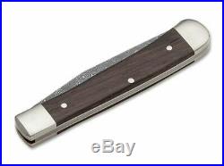 Boker Steam Engine Trapper Folding Knife 3.3 Damascus Steel Blade Wood Handle