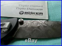 Boker Tirpitz Damascus Steel Folding Pocket Knife Made In Germany masterpiece