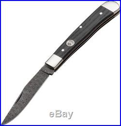 Boker Trapper Classic Damascus Steel Blade Black Folding Pocket Knife 112545DAM