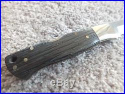 Boker Tree Brand Damascus Bog Oak Handle Folding Knife With Wood Case