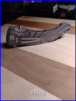 Brian Tighe Stick Damascus Custom Flipper Folding Knife