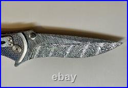 Brian Tighe Tactical Knife with Damascus, Titanium & Abalone Flipper Operation