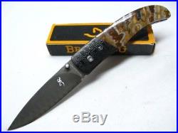 Browning 0242 Mammoth Tooth Straight Damascus Folding Linerlock Knife 3220242