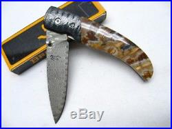 Browning 0242 Mammoth Tooth Straight Damascus Folding Linerlock Knife 3220242