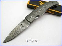 Browning 240 Full Damascus Straight Folder Folding Pocket Knife 3220240