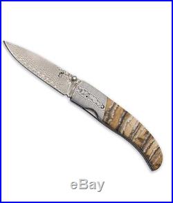 Browning Damascus Drop Point Blade Folding Knife Mammoth Tooth Handle 3220242