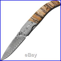 Browning Linerlock Folding Knife 3 Damascus Steel Blade Mammoth Tooth Handle