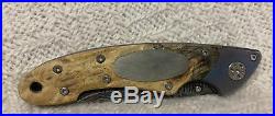 Browning Model 77 Folding Knife Mammoth Tooth Look Handle Damascus Steel Blade