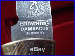 Browning Stag Damascus Folding Hunter Knife 199 Of 1980 Engraved Made In Germany