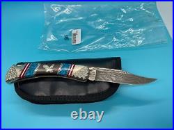 Buck 110 Custom David Yellowhorse Eagle Turquoise Damascus Knife CH115